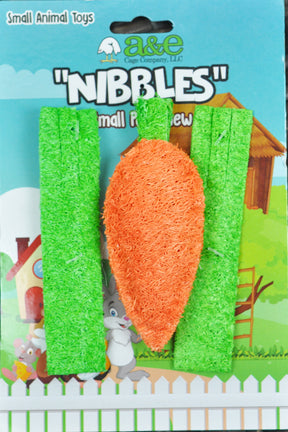 A & E Cage Company - Nibbles Small Animal Loofah Chew Toy, Carrot & Celery