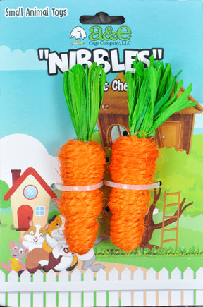 A & E Cage Company - Nibbles Small Animal Loofah Chew Toy, Carrots