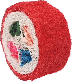 A & E Cage Company - Nibbles Small Animal Loofah Chew Toy, Deluxe Sushi Roll