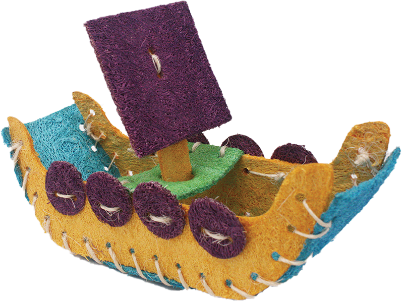 A & E Cage Company - Nibbles Small Animal Loofah Chew Toy, Boat