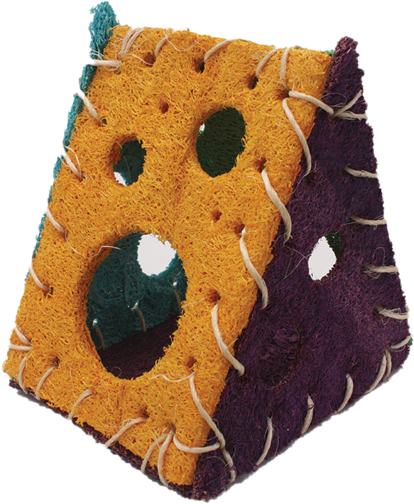 A & E Cage Company - Nibbles Small Animal Loofah Chew Toy, Cheese House