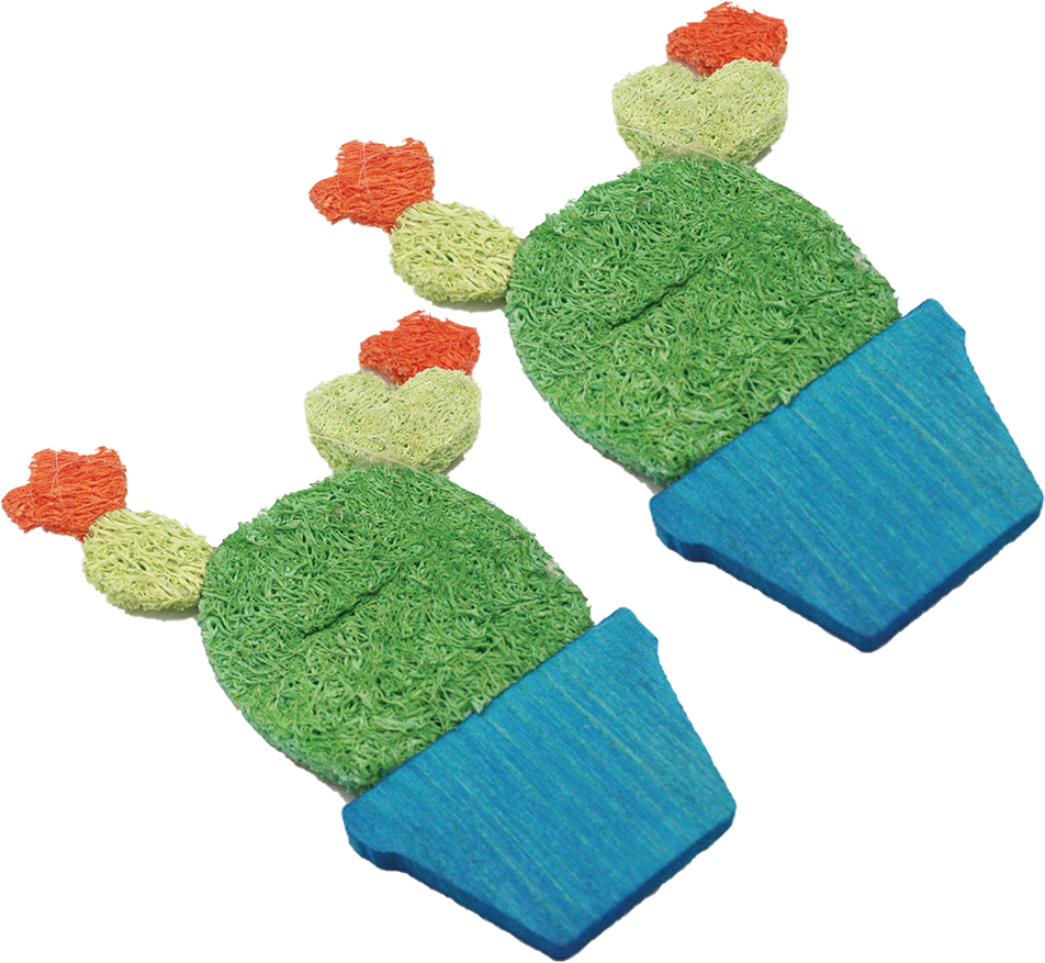 A & E Cage Company - Nibbles Small Animal Loofah Chew Toy, Potted Cactus
