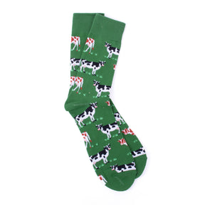 Selini New York - Socks Men's Cow on Green Field