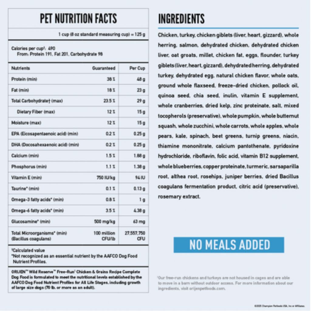 Champion Petfoods Orijen - Wild Reserve Chicken & Grains Dog Food