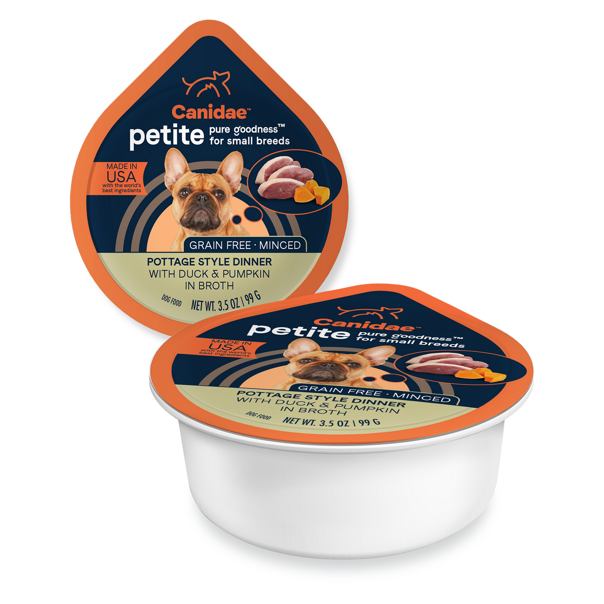 Canidae - PURE Petite Wet Dog Food Grain Free Minced Duck and Pumpkin Recipe for Small Breed Dogs
