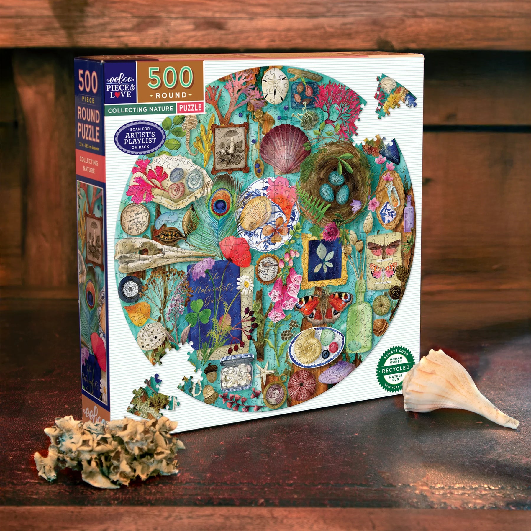 eeBoo - Collecting Nature 500 Piece Puzzle Round