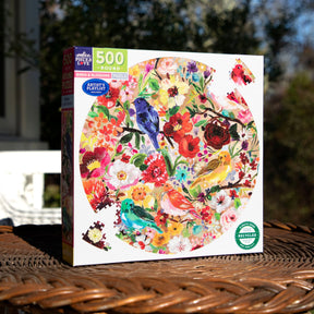 eeBoo - Birds & Blossoms 500 Piece Round Puzzle