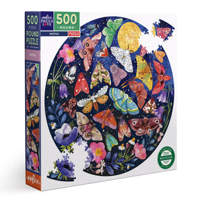 eeBoo - Moths 500 Piece Puzzle Round