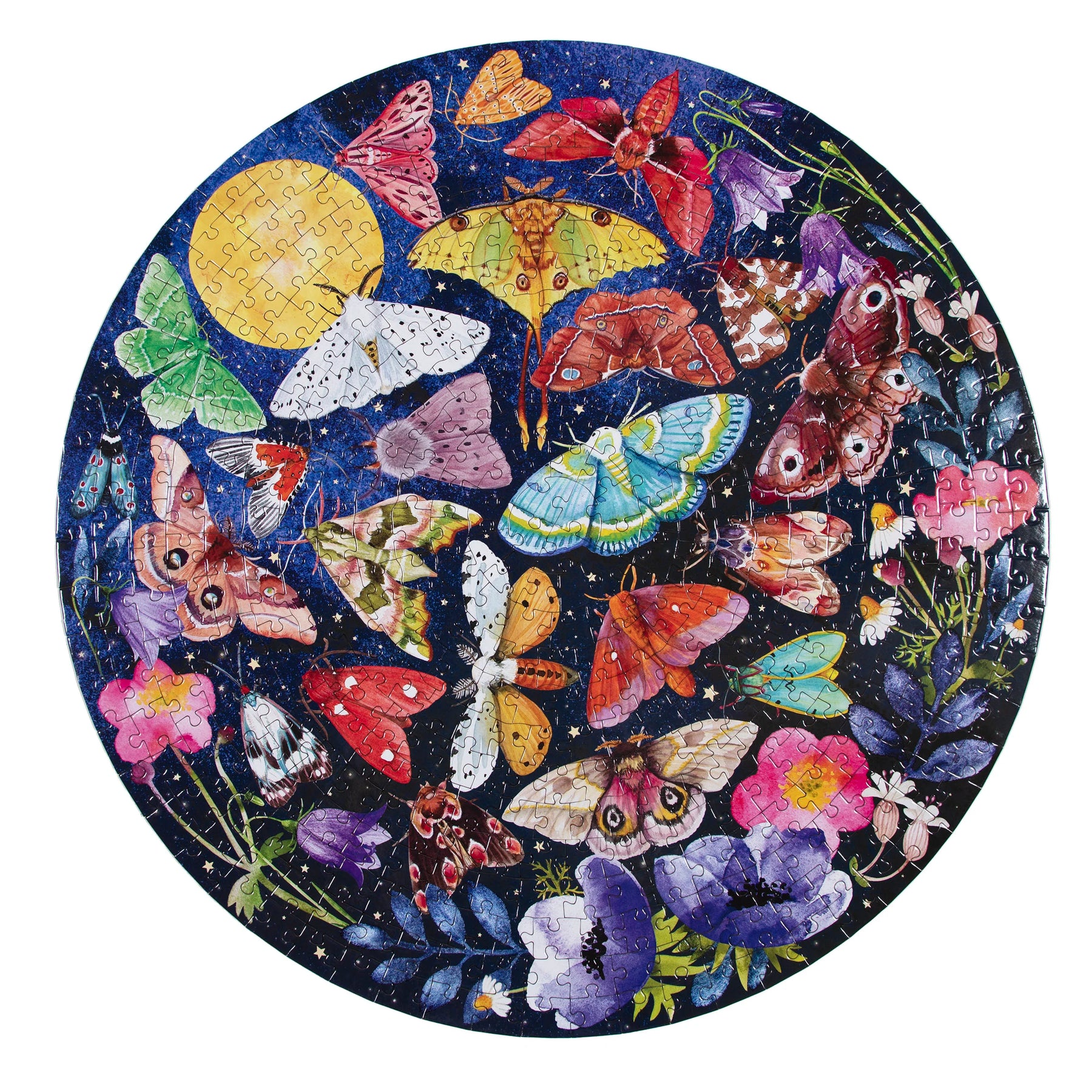 eeBoo - Moths 500 Piece Puzzle Round