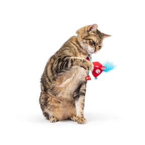 Huxley & Kent - Cat Toy Cheerful Mouse Chirpy Red Mouse w Dangling Legs