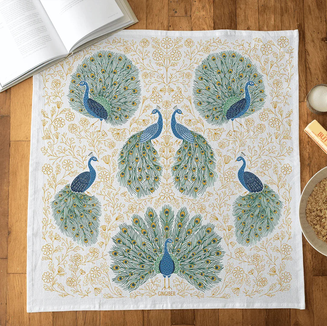 Gingiber - Tea Towel Peacock