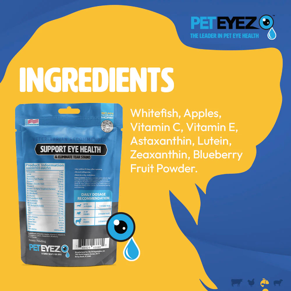 PetEyez - Vitamin Treats Whitefish For Dogs - Eliminate Tear Stains