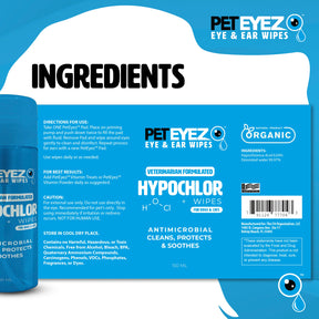 Hypochlor + Eye & Ear Wipes For Dogs & Cats -Antimicrobial