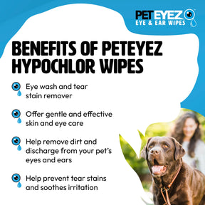 Hypochlor + Eye & Ear Wipes For Dogs & Cats -Antimicrobial