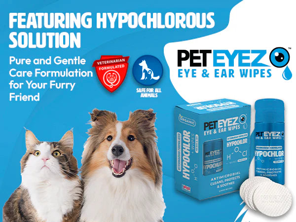 PetEyez - Hypochlor + Eye & Ear Wipes For Dogs & Cats -Antimicrobial