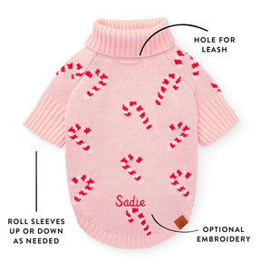 Foggy Dog - Dog Sweater Pink Candy Canes - Southern Agriculture 