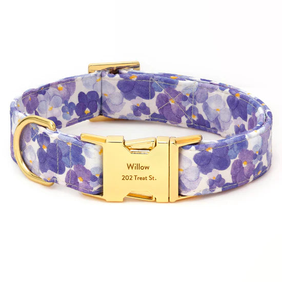 Dog Collar Pressed Pansies