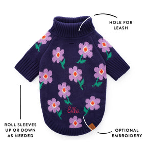 Foggy Dog - Dog Sweater Purple Posies - Southern Agriculture 