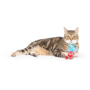 Huxley & Kent - Cat Toy Cheerful Mouse Chirpy Red Mouse w Dangling Legs