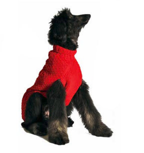 Chilly Dog - Dog Sweater Red Cable Knit