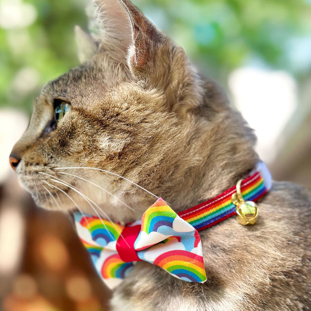 Made by Cleo - Cat Collar "Retro Rainbow" Breakaway with Gold