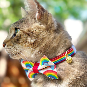 Made by Cleo - Cat Collar "Retro Rainbow" Breakaway with Gold