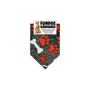 FunDog Bandanas - Dog Bandana Red Paws & White Bones
