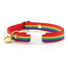 Made by Cleo - Cat Collar "Retro Rainbow" Breakaway with Gold