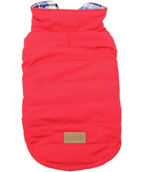 Parisian Pet - Dog Jacket Red w/ Plaid (Reversible)