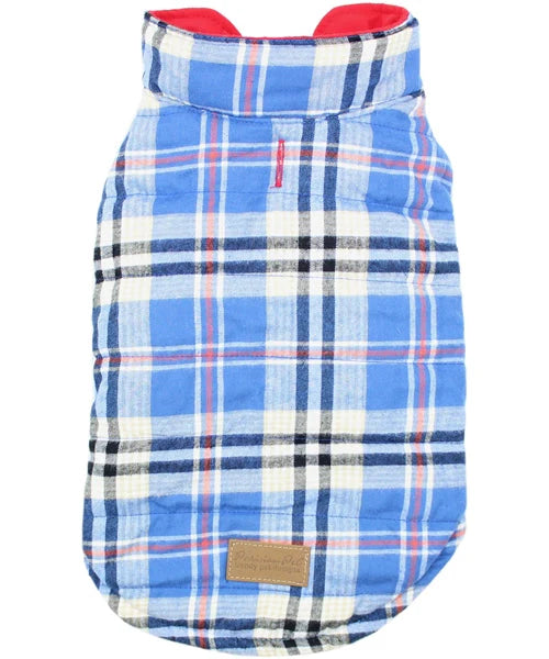 Parisian Pet - Dog Jacket Red w/ Plaid (Reversible)