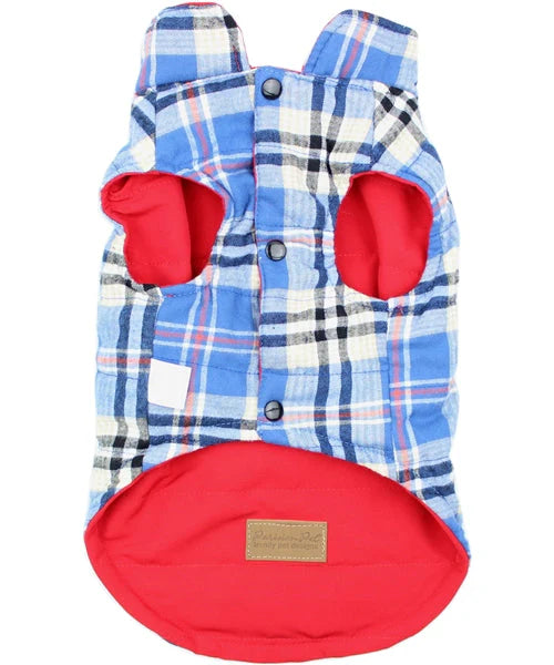 Parisian Pet - Dog Jacket Red w/ Plaid (Reversible)