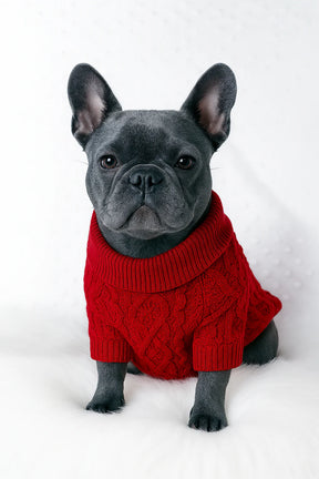 Parisian Pet - Dog Cable Knit Sweater Red