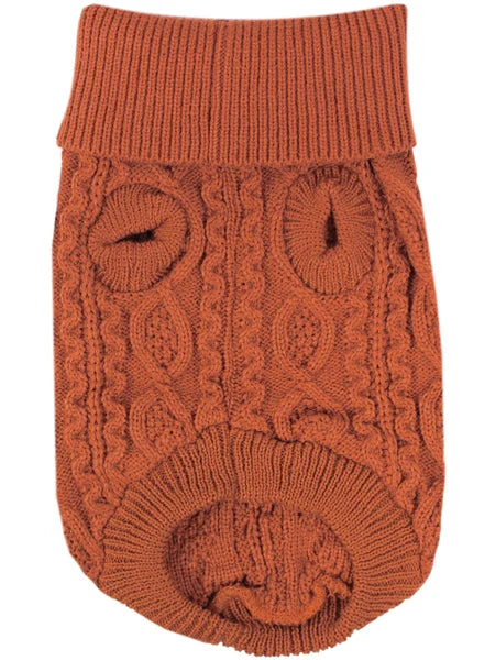 Parisian Pet - Dog Cable Knit Sweater Terracotta