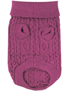 Parisian Pet - Dog Cable Knit Sweater Raspberry