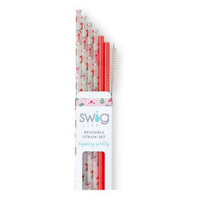 Swig - Howdy Holidays + Red Glitter Reusable Straws (6 pack)