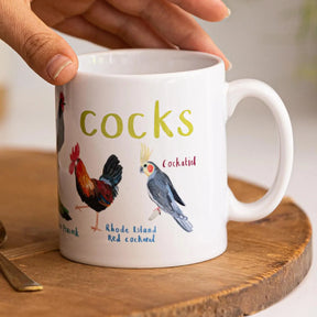 Mug Cocks Bird Pun Rooster Fowl Language