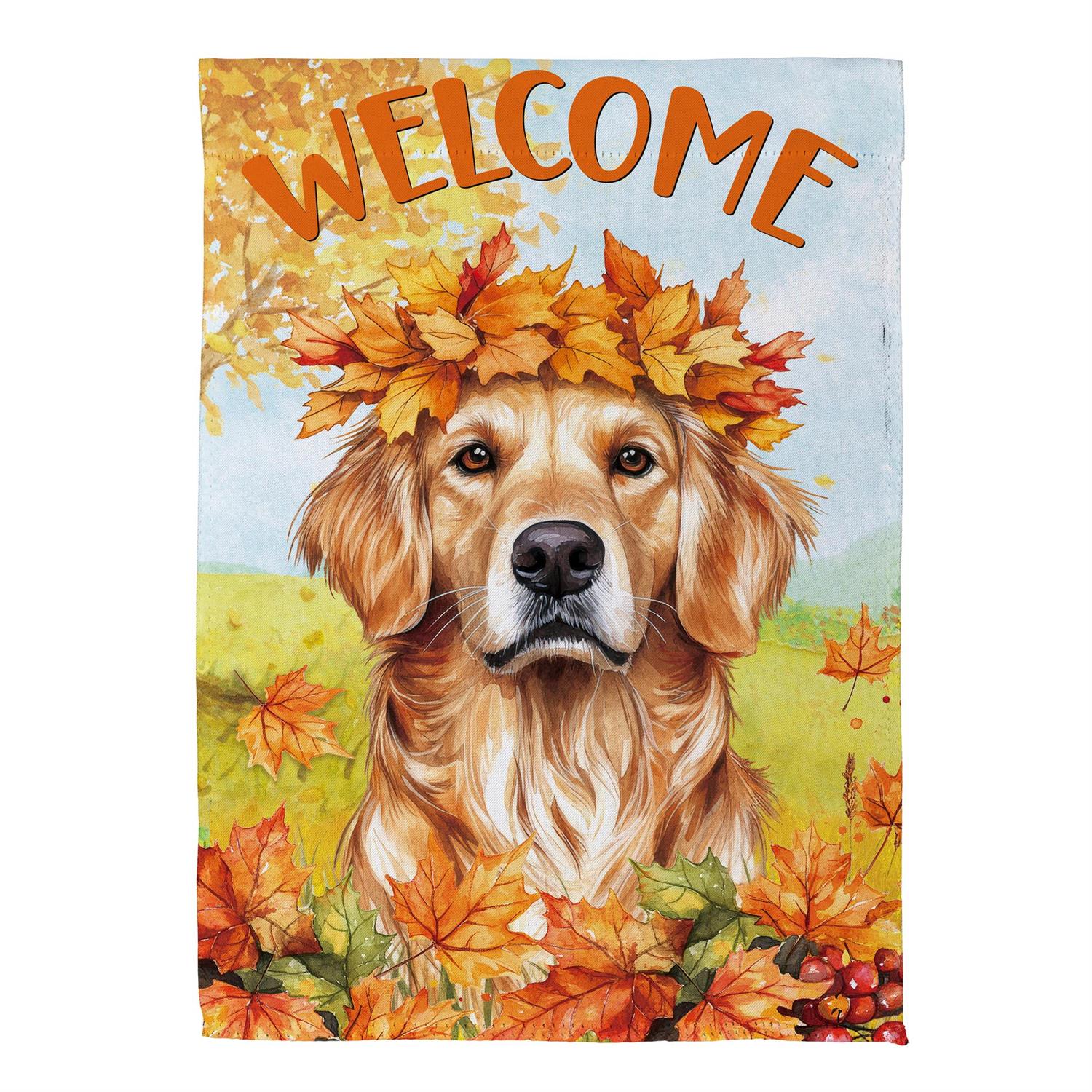 Evergreen Enterprises - Flag Pet Central Leaf Golden Retriever