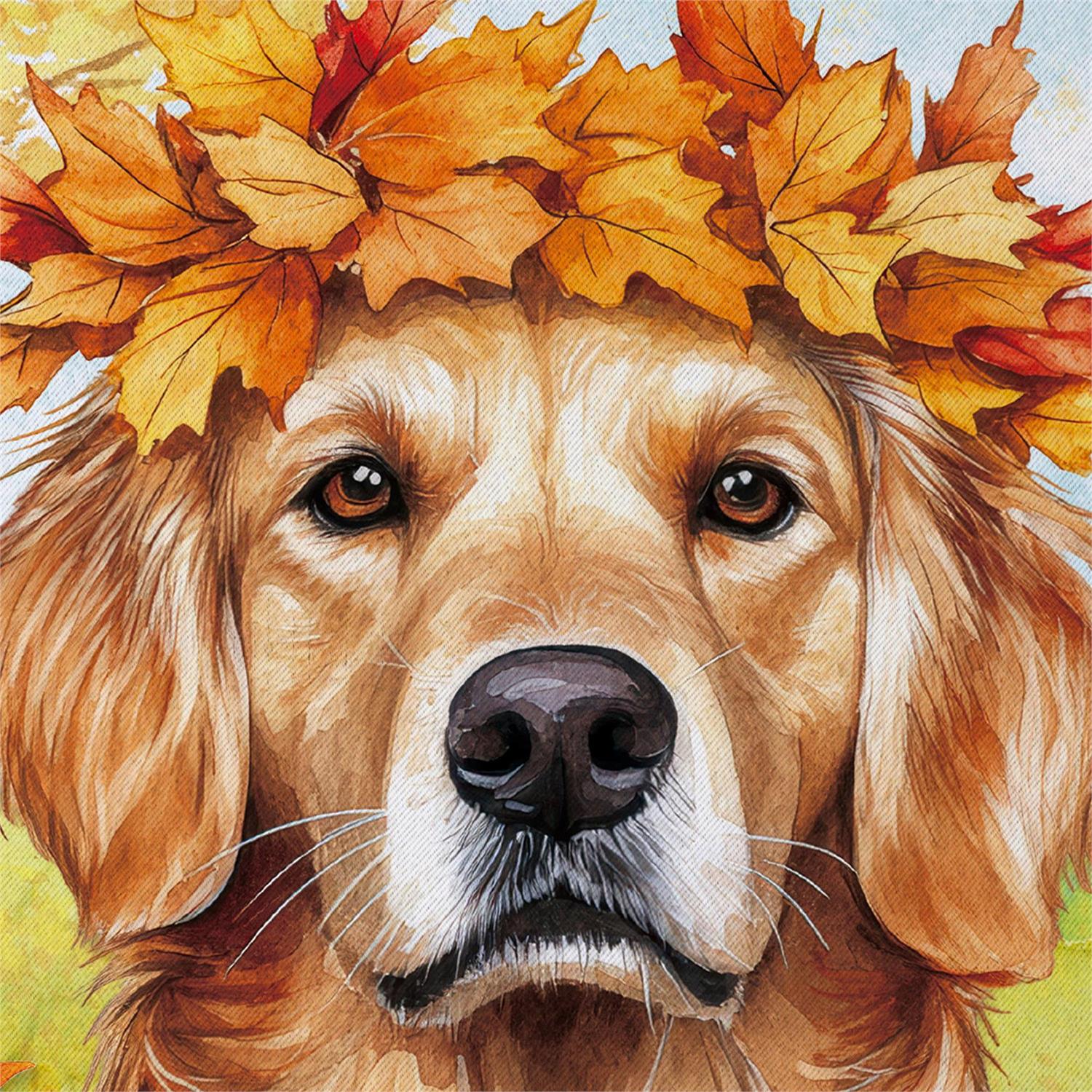 Evergreen Enterprises - Flag Pet Central Leaf Golden Retriever