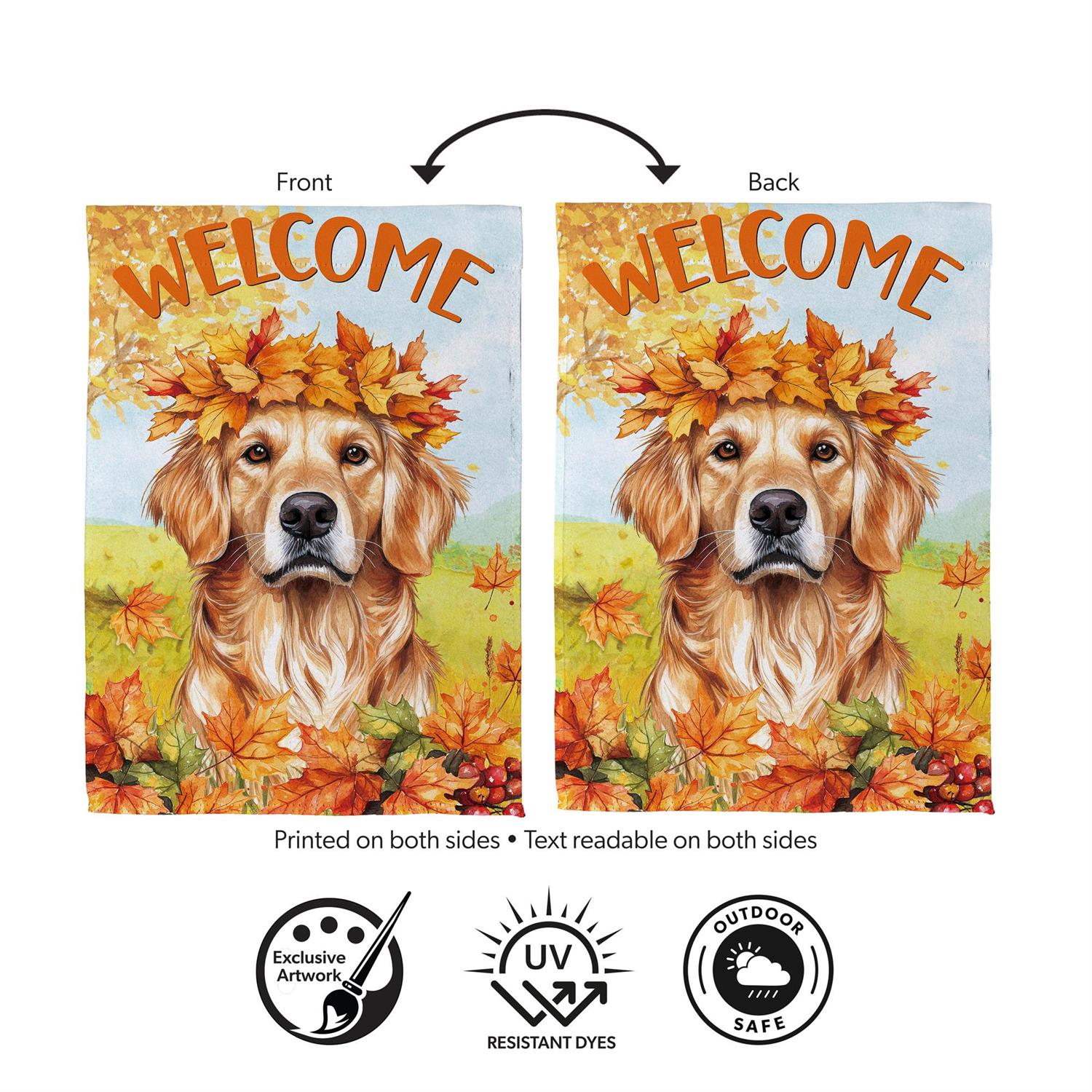 Evergreen Enterprises - Flag Pet Central Leaf Golden Retriever