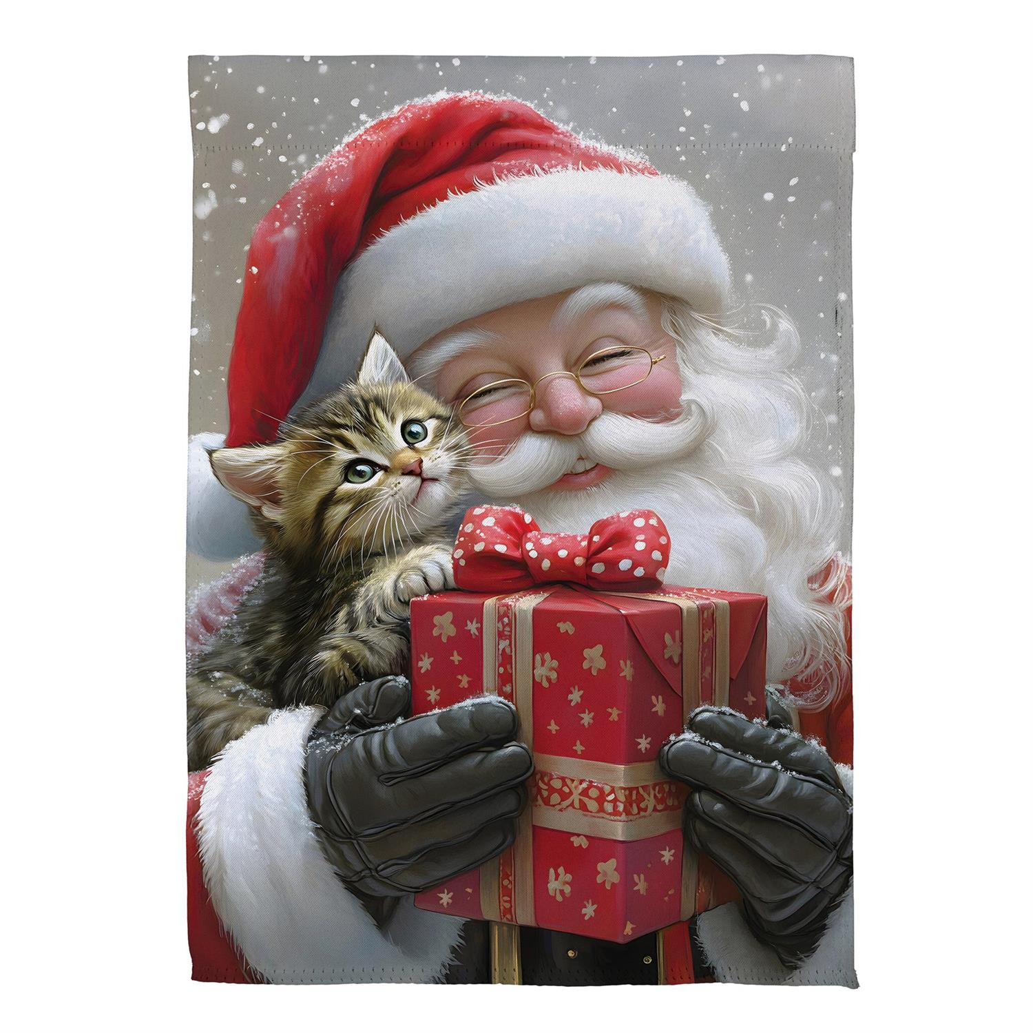 Evergreen Enterprises - Flag Purrfect Christmas Gift Santa