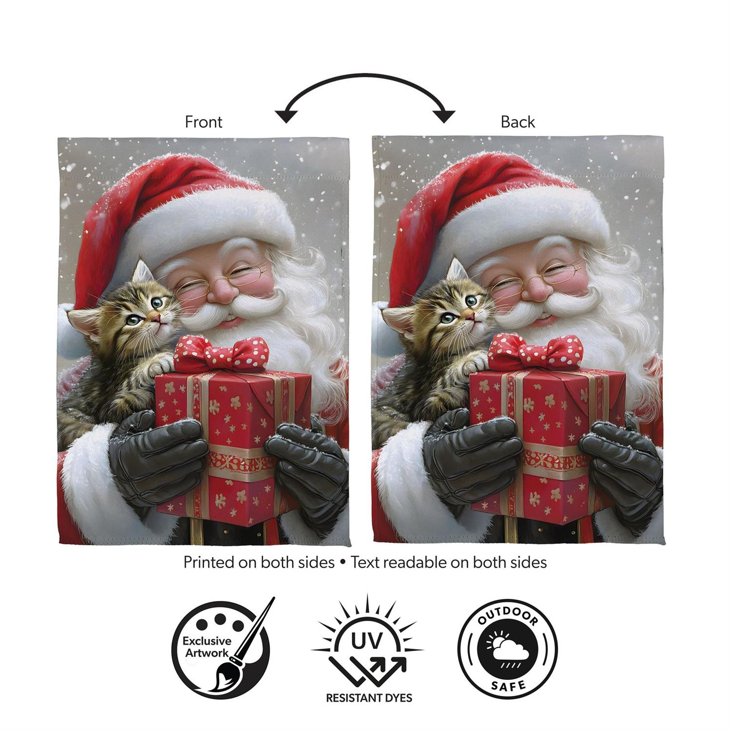 Evergreen Enterprises - Flag Purrfect Christmas Gift Santa
