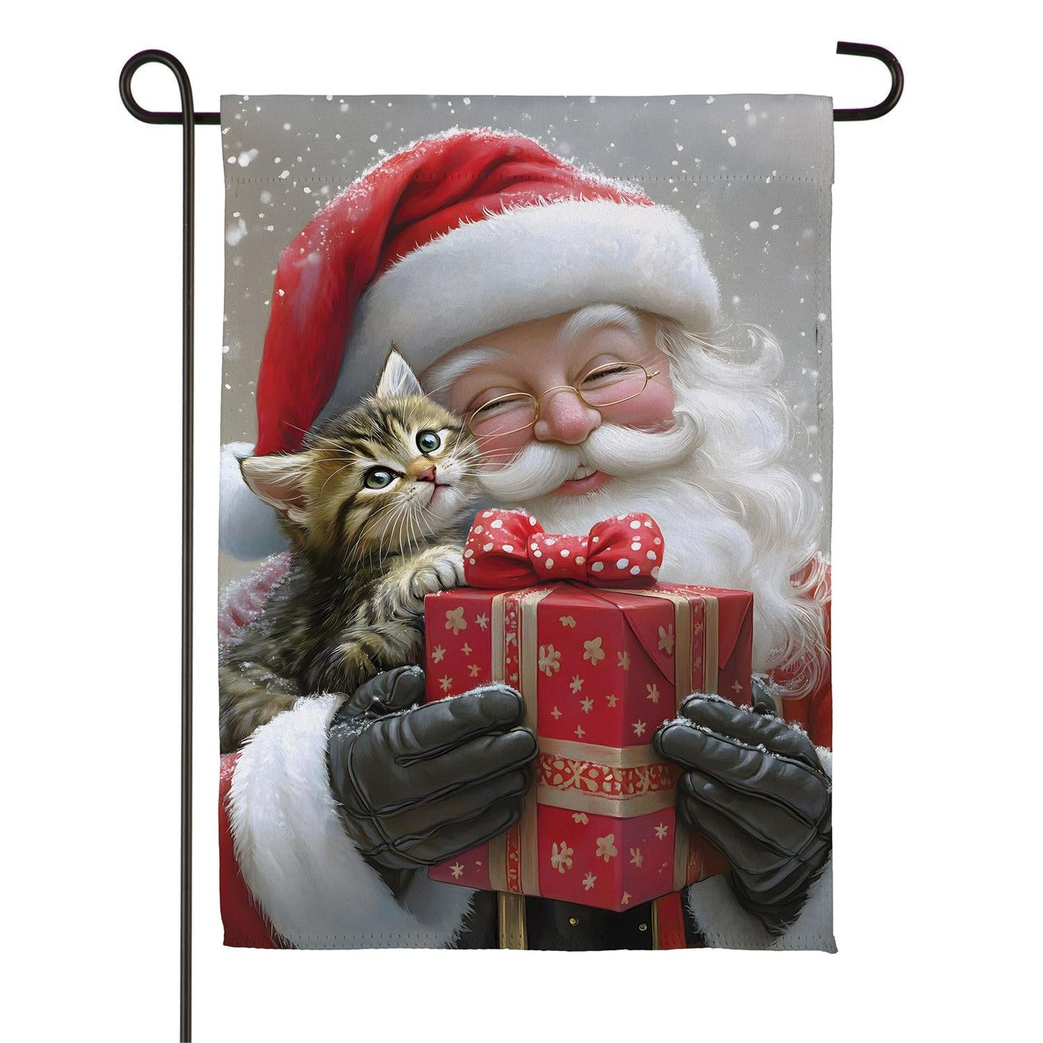 Evergreen Enterprises - Flag Purrfect Christmas Gift Santa