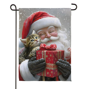 Evergreen Enterprises - Flag Purrfect Christmas Gift Santa