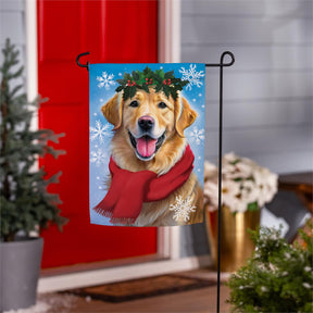 Evergreen Enterprises - Flag Happy Winter Golden Retreiver