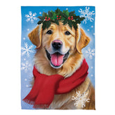 Evergreen Enterprises - Flag Happy Winter Golden Retreiver
