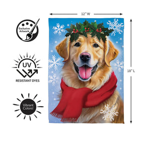 Evergreen Enterprises - Flag Happy Winter Golden Retreiver