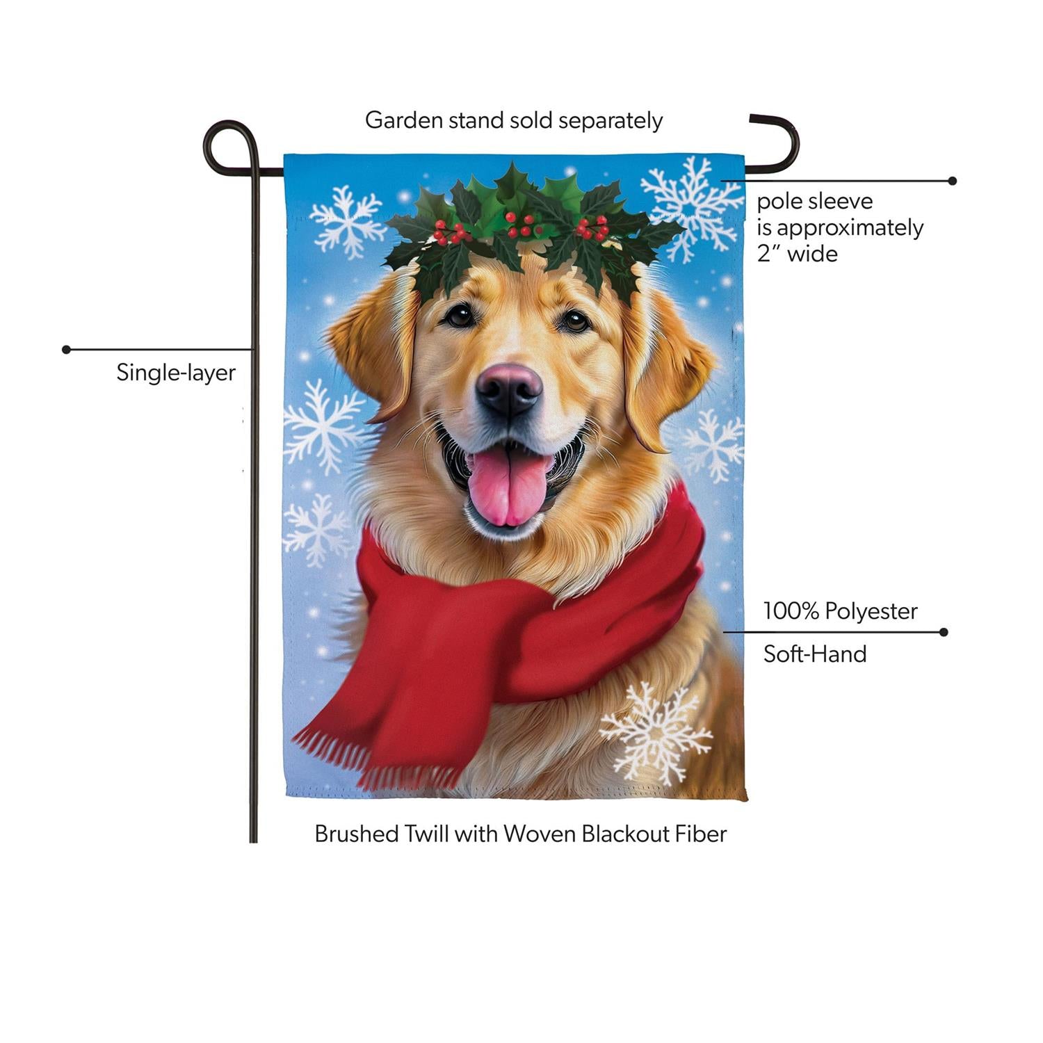 Evergreen Enterprises - Flag Happy Winter Golden Retreiver