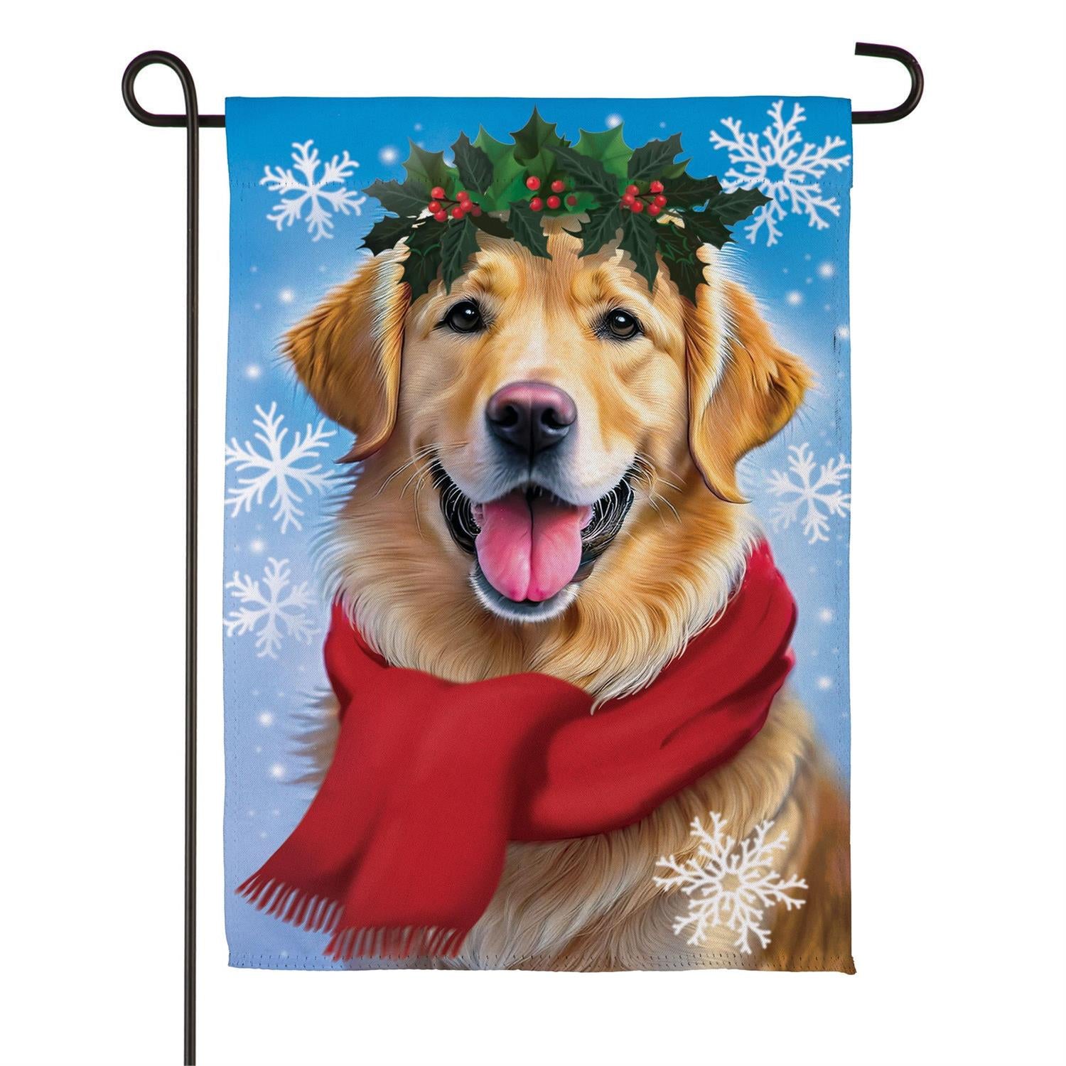 Evergreen Enterprises - Flag Happy Winter Golden Retreiver