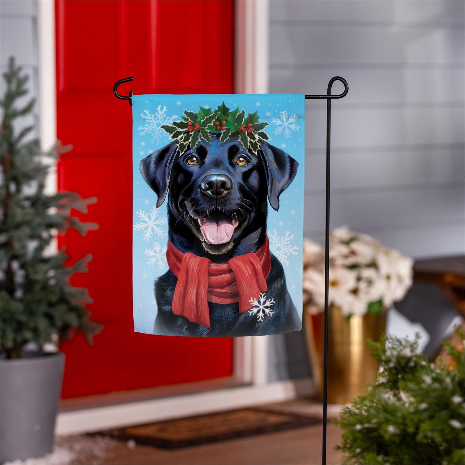 Evergreen Enterprises - Flag Happy Winter Black Lab