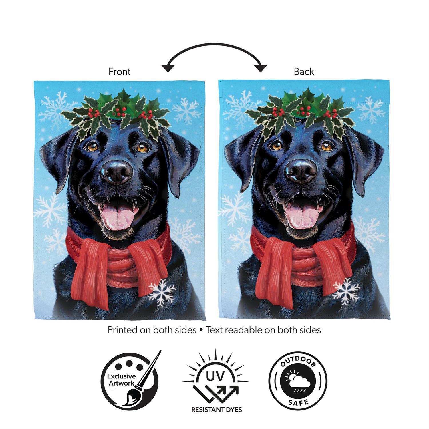 Evergreen Enterprises - Flag Happy Winter Black Lab